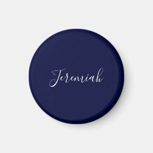 Marinblå Färg Enkel Modern Egen Namn Kalligrafi Magnet