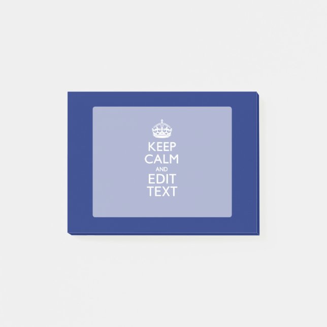 Marinblå Fortsätt Lugnt Och Redigera Text Anpassad Post-it Block (Framsida)