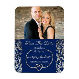 Marinblå Foto Bröllop Save The Date Inbjudan Magnet