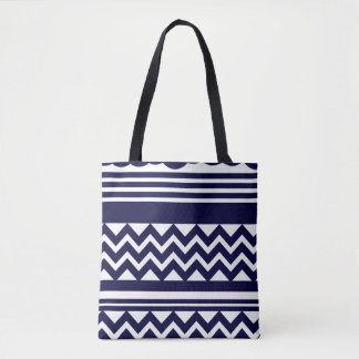 Marinblå geometrisk mönstrad handväska tygkasse