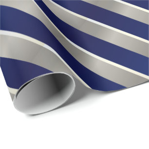 Marinblå god jul, silver & vitrandar presentpapper