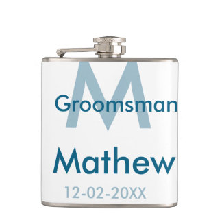 Marinblå groomsman namn bokstav datum manlig per fickplunta