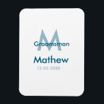 Marinblå groomsman namn bokstav datum manligt per magnet<br><div class="desc">design</div>