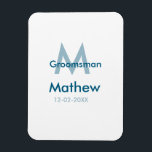 Marinblå groomsman namn bokstav datum manligt per magnet<br><div class="desc">design</div>