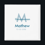 Marinblå groomsman namn bokstav datum maskulin per magnet<br><div class="desc">design</div>