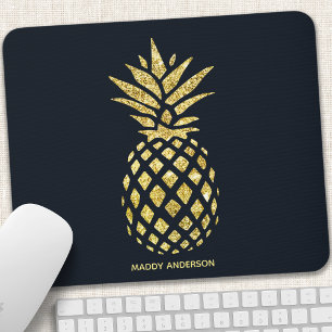 Marinblå Guld Ananas Monogram Musmatta