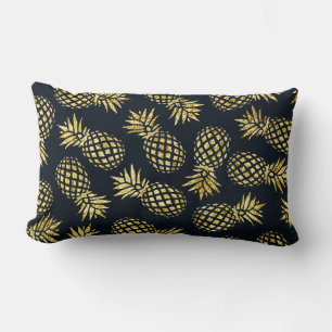 Marinblå Guld Ananas Mönster Lumbarkudde