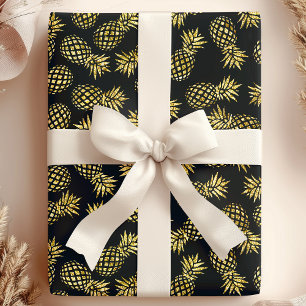 Marinblå Guld Ananas Mönster Presentpapper