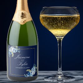 Marinblå Guld Blommig Elegant Bröllop På Kvällen