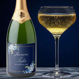 Marinblå Guld Blommig Elegant Bröllop På Kvällen