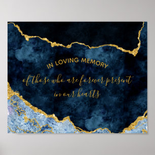 Marinblå Guld Folie In Loving Memory Bröllopsskylt Poster