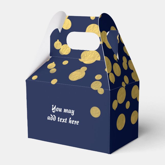 Marinblå & Guld Folie Konfetti Presentlådor (Framsidan Sidan)