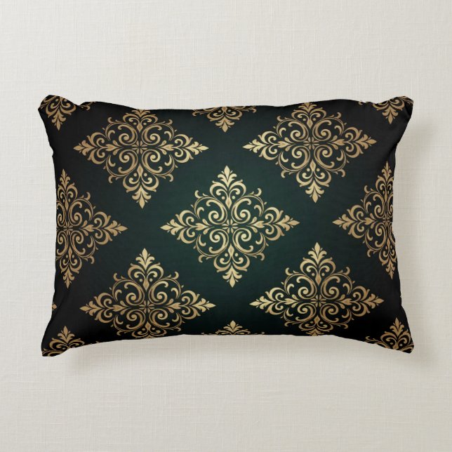 ✨ Marinblå Guld Geometrisk Lyx Modern Stil ✨ Prydnadskudde (Framsidan)