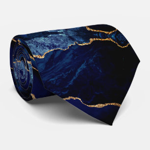 Marinblå Guld Glitter Marmor Glänsande Slipsklöver Slips