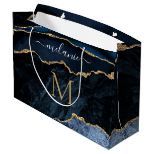 Marinblå Guld Glitter Monogram Ditt Namn Presentpå