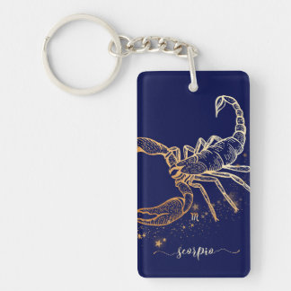 Marinblå & guld- Keychain design för ScorpioZodiac