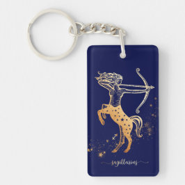 Marinblå guld- Keychain för SagittariusZodiac