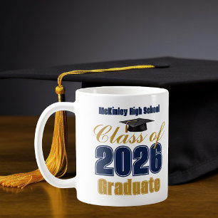 Marinblå Guld Klass 2026 Examen Kaffemugg