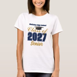 Marinblå Guld Klass 2027 Senior Kvinnor T Shirt