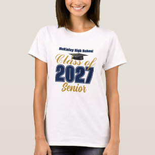 Marinblå Guld Klass 2027 Senior Kvinnor T Shirt