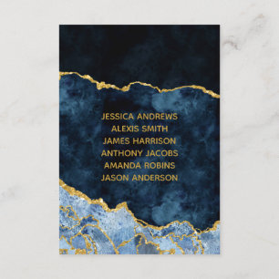 Marinblå Guld Marmor Agat Bord Nummer Sittplatser Inbjudningar