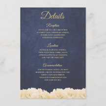 Marinblå Guld Rustik Chic Pion Blommiga Detaljer