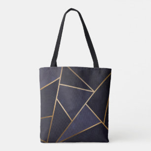 Marinblå Guld Trianglar Geometrisk Elegant Klassis Tygkasse