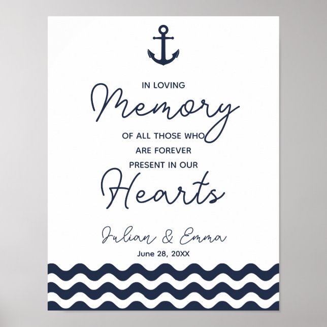 Marinblå 'In loving Memory'-tryck Poster (Framsidan)