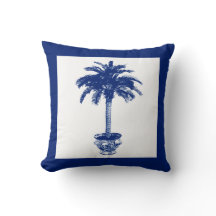 Marinblå inlagd palmträd - och vit