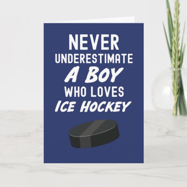 Marinblå Ishockeykort För Pojkar Barn Spelare Kort (Framsida)