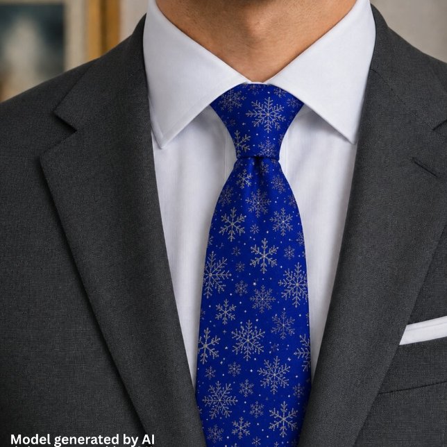 Marinblå jul med eleganta snöflingor slips (Skapare uppladdad)