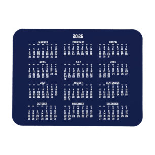 Marinblå Kalender 2026 Liten Flexibel Magnet