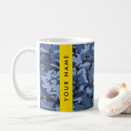 Marinblå Kamouflage Ditt namn Anpassa Kaffemugg