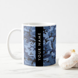 Marinblå Kamouflage Ditt namn Anpassa Kaffemugg