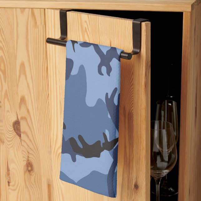 Marinblå kamouflage, militär, armé kökshandduk (Thirds Fold)
