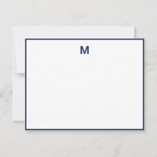 Marinblå Kant Fet Bokstav Minimalistisk Monogram Anteckningskort