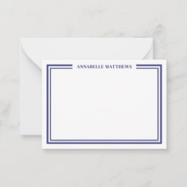 Marinblå Kant Minimalistiskt Namn Monogram Anteckningskort