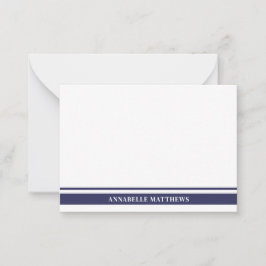 Marinblå Kant Minimalistiskt Namn Monogram Anteckningskort
