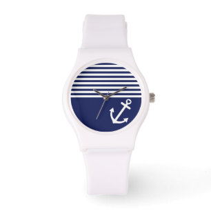 Marinblå kärlek ankrar nautiskt armbandsur