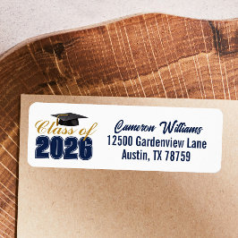 Marinblå klass 2026-examen Returadress Etikett