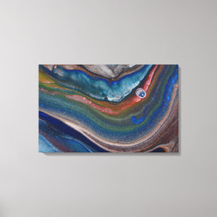 Marinblå Koppar Metallisk Virvlar Vätska Marmor Ko Canvastryck
