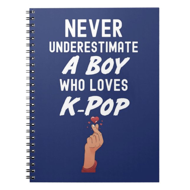 Marinblå Kpop-presenter till pojkar för barn finge Anteckningsbok (Framsidan)