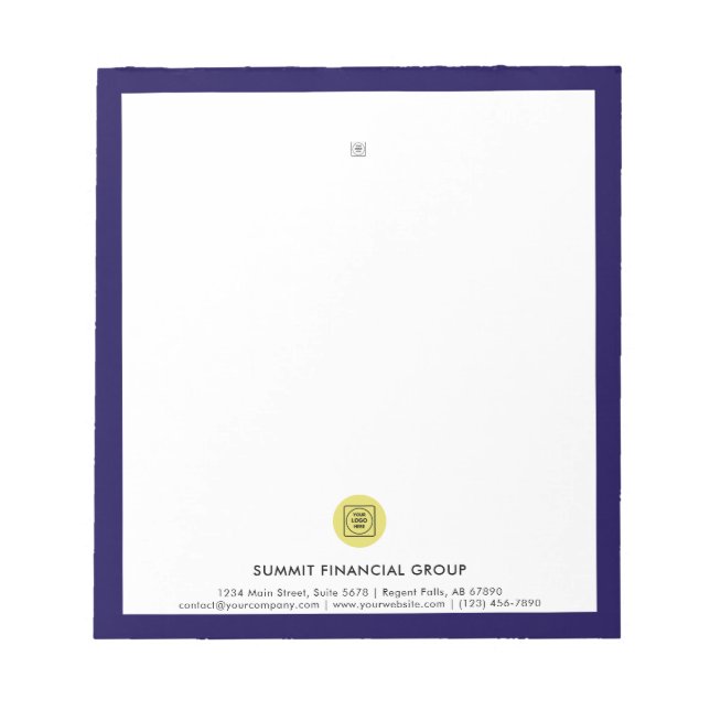 Marinblå logotyp kontorsvarumärkespärm notepad anteckningsblock (Framsida)