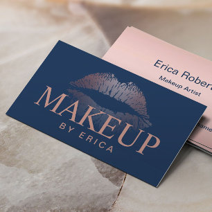 Marinblå Makeupkonstnär för modern rosa guld- Visitkort