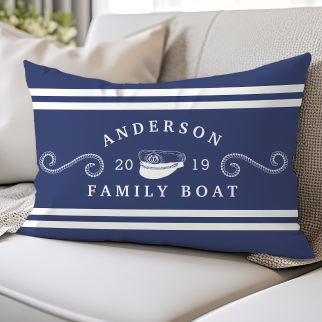 Marinblå Marin Familjebåt Båttur Kapten Lumbarkudde (Skapare uppladdad)