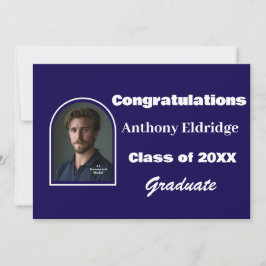 Marinblå minimalistisk examensbanner meddelande