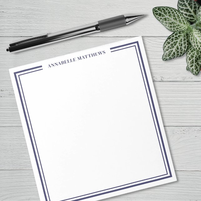 Marinblå minimalistisk monogram anteckningsblock (Navy Blue Minimalist Monogram Notepad)