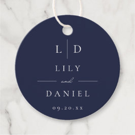 Marinblå Minimalistisk Monogram Bröllop Gåvor Etiketter