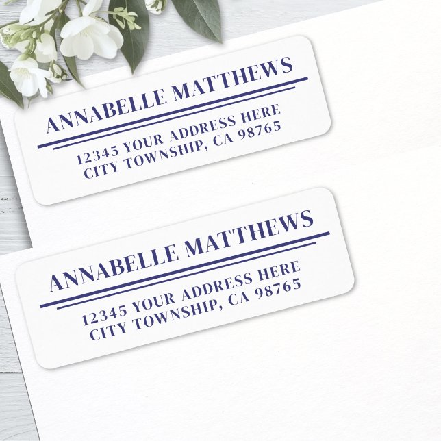 Marinblå Minimalistisk Returadress Etikett (Navy Blue Minimalist Return Address Label )