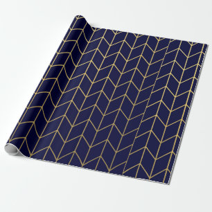 Marinblå modern chic för gul guld- sparre presentpapper